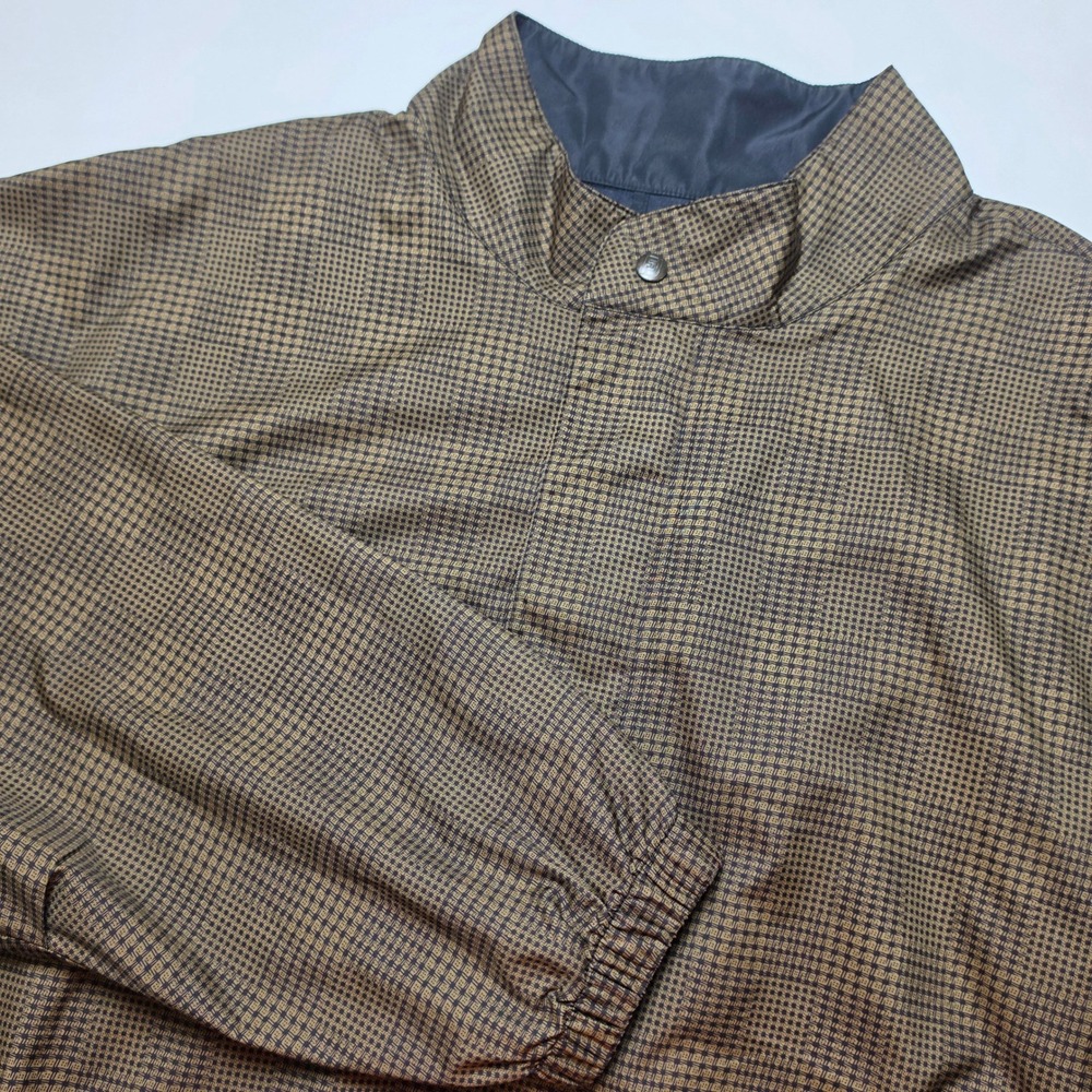 FootJoy Mens Golf Pullover XL Brown DryJoys Check Windbreaker Country Club
